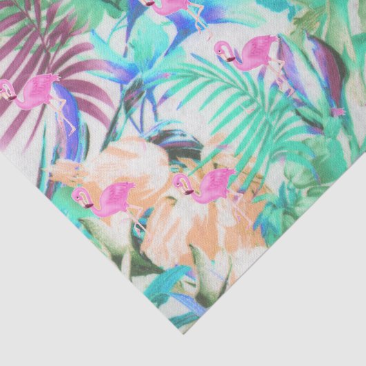 Trendy tropische blauwgroen roze flamingo tissuepapier (Detail)