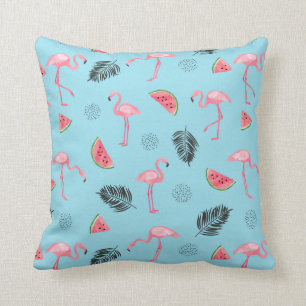 Trendy Tropische Flamingo & Watermeloen Patroon Kussen