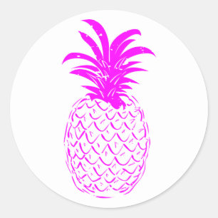 trendy tropische roze ananas ronde sticker