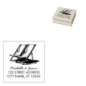 Trendy Tropische Twee Stoelen Huwelijk Retouradres Rubberstempel (Gestempeld)
