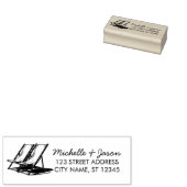 Trendy Tropische Twee Stoelen Huwelijk Retouradres Rubberstempel (Gestempeld)