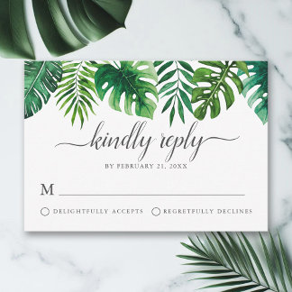 Trendy tropische Waterverf botanische RSVP-kaart Advieskaart