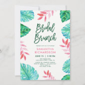Trendy Tropische Waterverf Bridal Brunch Kaart (Voorkant)