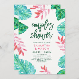 Trendy Tropische Waterverf Couples Shower Kaart