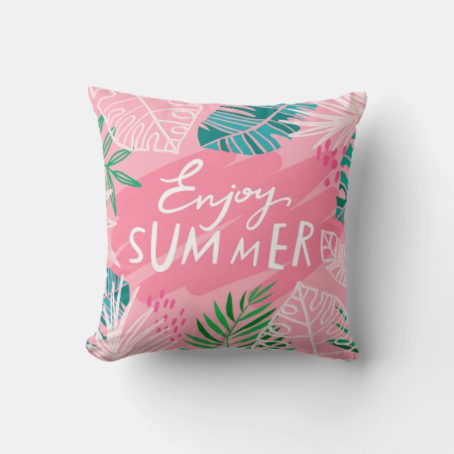 Trendy  tropische zomer. Verlichting geniet van zo Kussen (Voorkant)
