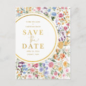 Trendy Trouwdag Tuin met Wilde Bloemen Opslagkaart Aankondigingskaart (Voorkant)