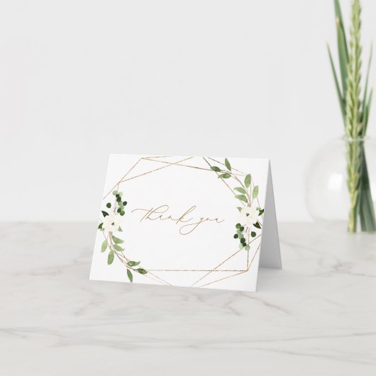 Trendy Trouwdouche Geometrische Waterverf Gold Bedankkaart (Voorkant)