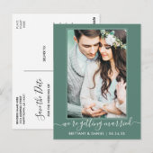 Trendy trouwen Groen Save the Date Briefkaart (Voorkant / Achterkant)