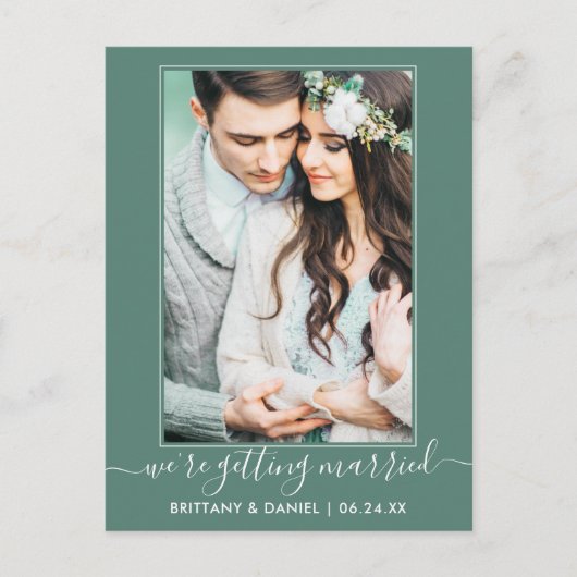 Trendy trouwen Groen Save the Date Briefkaart (Voorkant)