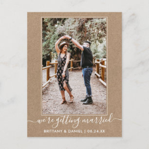 Trendy trouwen Kraft Save the Date Briefkaart
