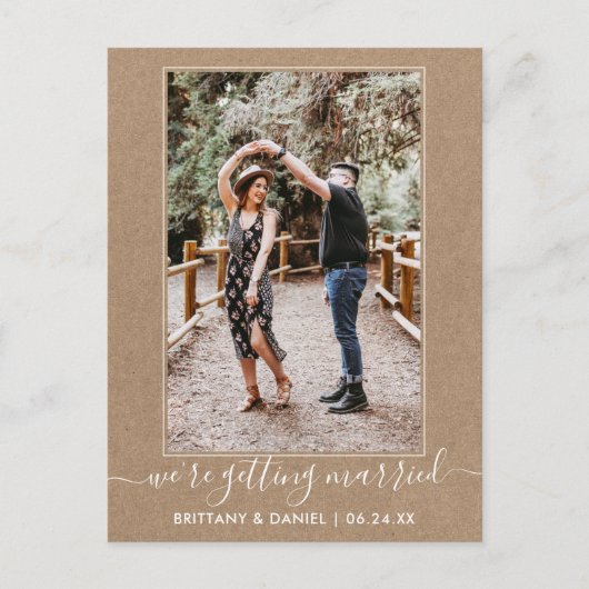 Trendy trouwen Kraft Save the Date Briefkaart (Voorkant)