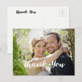 Trendy trouwfoto Dank u horizontaal Briefkaart (Voorkant / Achterkant)