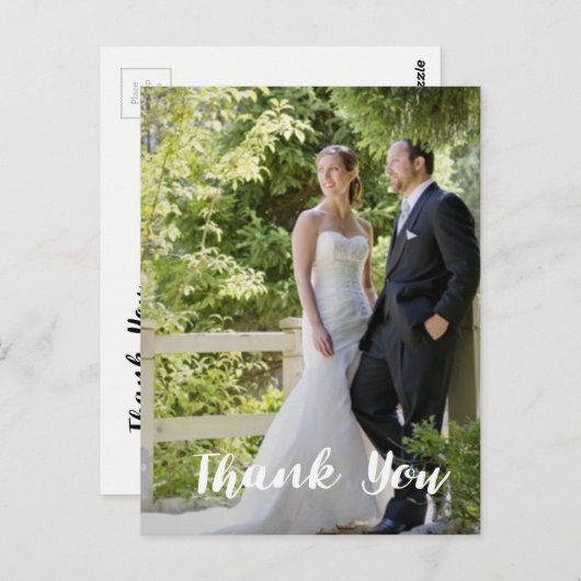 Trendy trouwfoto Dank u verticaal Briefkaart (Voorkant / Achterkant)