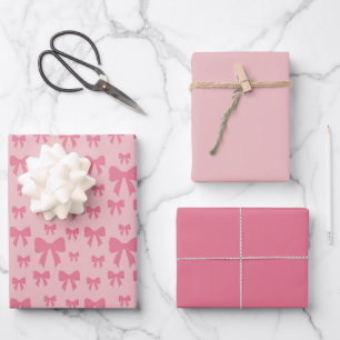 Trendy Tulp Roze Strikken Patroon Op Boho Chic Roz Inpakpapier Vel