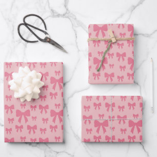 Trendy Tulp Roze Strikken Patroon Op Boho Chic Roz Inpakpapier Vel