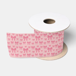 Trendy Tulp Roze Strikken Patroon Op Boho Chic Roz Satijnen Lint