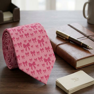 Trendy Tulp Roze Strikken Patroon Op Boho Chic Roz Stropdas