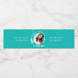 Trendy Turquoise Afstudeerfoto Waterfles Etiket
