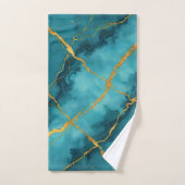 Trendy turquoise blauw goud marmer Collectie Bad Handdoek (Handdoek)