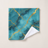 Trendy turquoise blauw goud marmer Collectie Bad Handdoek (Wasdoekje)