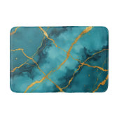 Trendy turquoise blauw goud marmer Collectie Badmat (Voorkant)