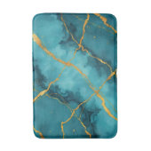 Trendy turquoise blauw goud marmer Collectie Badmat (Voorkant Verticaal)