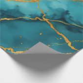 Trendy turquoise blauw goud marmer Collectie Cadeaupapier (Hoek)