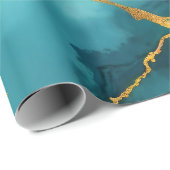 Trendy turquoise blauw goud marmer Collectie Cadeaupapier (Rol Hoek)
