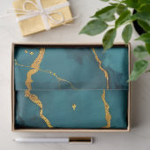 Trendy turquoise blauw goud marmer Collectie Tissuepapier (Geschenk)