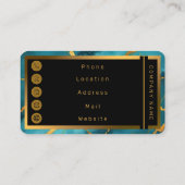 Trendy turquoise blauw goud marmer Collectie Visitekaartje (Achterkant)