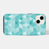 Trendy turquoise blauwe geometrische print aangepa iPhone hoesje (Achterkant horizontaal)