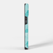 Trendy turquoise blauwe geometrische print aangepa iPhone hoesje (Rechterkant)
