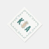 Trendy Turquoise Blauwe Initiële Bloemrijke Hand G Servet (Hoek)