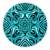 Trendy Turquoise Blauwgroen Blue Hip Bohemian Bali Keramische Knop (Voorkant)