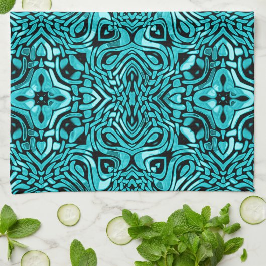 Trendy Turquoise Blauwgroen Blue Hip Bohemian Bali Theedoek (Gevouwen)