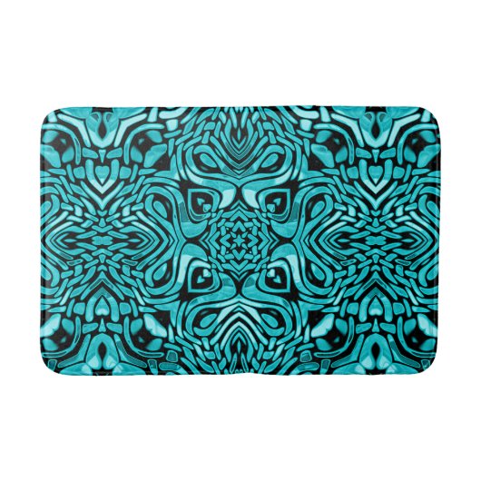 Trendy Turquoise Blauwgroen Blue Tribal Art Badmat (Voorkant)