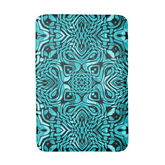 Trendy Turquoise Blauwgroen Blue Tribal Art Badmat (Voorkant Verticaal)