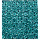 Trendy Turquoise Blauwgroen Blue Tribal Art Douchegordijn (Voorkant)