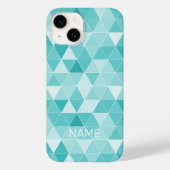 Trendy turquoise blue geometric print aangepaste n Case-Mate iPhone case (Achterkant)