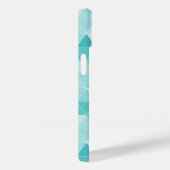 Trendy turquoise blue geometric print aangepaste n Case-Mate iPhone case (Achterkant / Rechts)