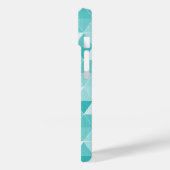 Trendy turquoise blue geometric print aangepaste n Case-Mate iPhone case (Achterkant / Links)