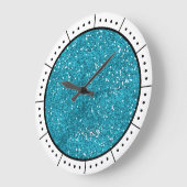 Trendy Turquoise Blue Glitter Grote Klok (Hoek)