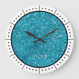 Trendy Turquoise Blue Glitter Grote Klok