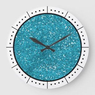 Trendy Turquoise Blue Glitter Grote Klok