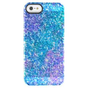 Trendy Turquoise-Blue & Pink Glitter Doorzichtig iPhone SE/5/5s Hoesje