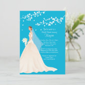 Trendy Turquoise Blue Vrijgezellenfeest Invite Kaart (Staand voorkant)