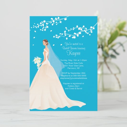 Trendy Turquoise Blue Vrijgezellenfeest Invite Kaart (Staand voorkant)
