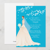 Trendy Turquoise Blue Vrijgezellenfeest Invite Kaart (Voorkant / Achterkant)