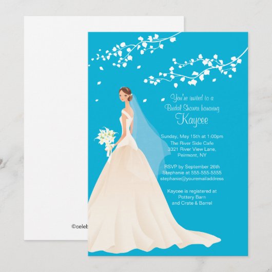 Trendy Turquoise Blue Vrijgezellenfeest Invite Kaart (Voorkant / Achterkant)