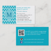 Trendy Turquoise Chevron Zigzag Monogram Boutique Visitekaartje (Voorkant / Achterkant)